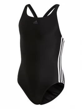 adidas Girls Fit 3 Stripe Swimsuit - Black, Size 18-24 Months, Women