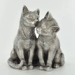 Antique Silver Pair Of Cats Ornament