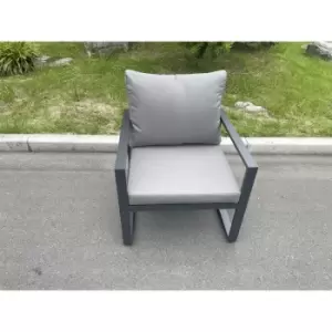 Fimous Aluminum Outdoor Garden Furniture Single Arm Chair Sofa With Seat And Back Cushion Dark Grey