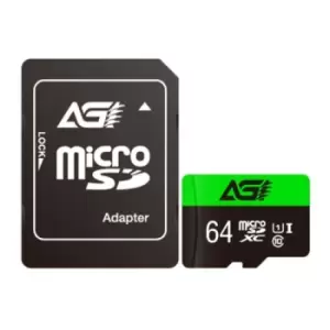 AGI 64GB TF138 MicroSDXC Card with SD Adapter Class 10 / UHS Class 1