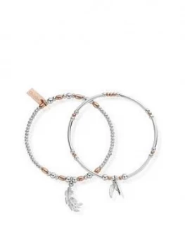Chlobo Sterling Silver Rose Gold Plated Strength And Courage Set Of 2 Bracelets