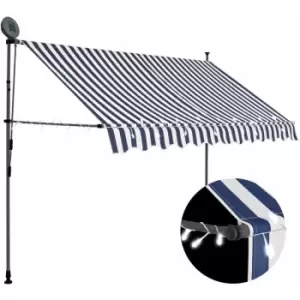 Manual Retractable Awning with LED 250cm Blue and White Vidaxl Blue
