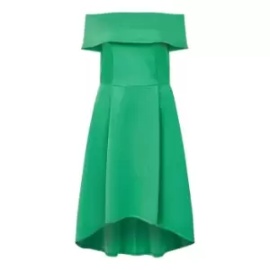 Mela London Bright Green Bardot Dipped Hem Dress - Green