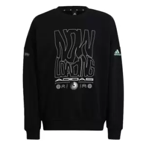 adidas Loose Fit ARKD3 Crew Sweatshirt Kids - Black / Easy Green