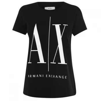 Armani Exchange Foil Logo T-Shirt Black Size L Women