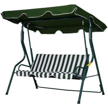3-person Garden Swing Chair w/ Adjustable Canopy, Green Stripes - Outsunny