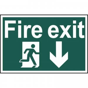 Scan Fire Exit Running Man Arrow Down Sign 300mm 200mm Standard