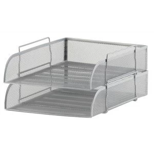 5 Star Office Foolscap Mesh Letter Tray Scratch Resistant Stackable Front Load Portrait Silver