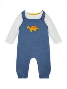 Monsoon Baby Boys Dino Knitted Dungaree - Blue