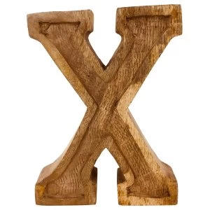 Letter X Hand Carved Wooden Embossed