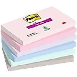 Post-it Super Sticky Notes 76 x 127mm Blue, Green, Grey, Lavender, Pink Rectangular Plain 6 Pads of 90 Sheets