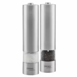 Cooks Professional Electric Automatic Salt & Pepper Mill Set Stainless Steel