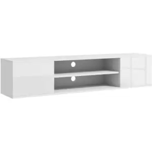 Floating tv Unit for 60 TVs w/ Shelves and Cabinets, White - High gloss - Homcom