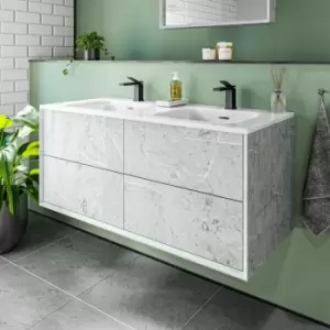 1200mm Concrete Effect Wall Hung Double Vanity Unit with Basin - Arragon