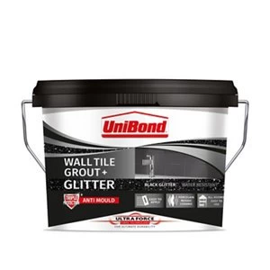 UniBond UltraForce Ready mixed Black glitter Wall tile Grout 3.2kg Tub