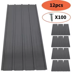 Birchtree 12 X Corrugated Metal Roof Sheets - Grey