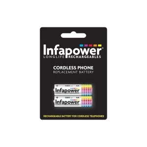 Infapower Rechargeable Ni-MH Battery for Cordless Telephones 2 x AA 1.2v 1300mAh