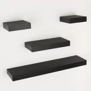Hudson 4 pcs narrow wall shelf - matt black