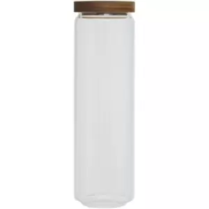 1600ml Round Clear Glass Jar With Acacia Wood Lid For Storage Multipurpose Stylish Lightweight Removable Lid w9 x d9 x h30cm - Premier Housewares