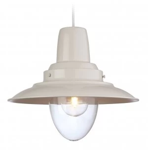 1 Light Dome Ceiling Pendant Cream, Clear Glass, E27