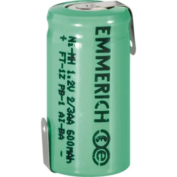 Emmerich 255020 NiMH 2/3 AA Size 1.2V 600mAh Rechargeable Battery ...
