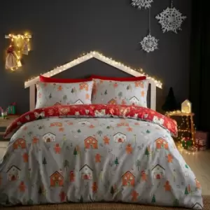 Bedlam Gingerbread House Duvet Cover & Pillowcase Set Grey