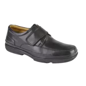 Roamers Mens Leather Wide Fit Touch Fastening Casual Shoes (8 UK) (Black)