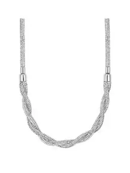 Mood Rhodium Crystal Diamante Twist Tube Necklace