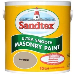 Sandtex Ultra smooth Mid stone brown Smooth Masonry Paint 2.5L