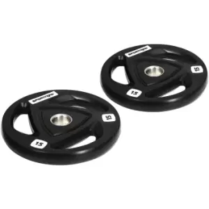 Olympic Weight Plates for 2'' Barbell Bar with Tri Grips, 2 x 15kg - Black - Sportnow