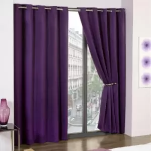 Emma Barclay Cali Thermal Woven Blackout Eyelet Curtains, Amethyst, 90 x 90 Inch