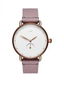 MVMT Bloom White and Rose Gold Dial Pink Leather Strap Ladies Watch, One Colour, Women