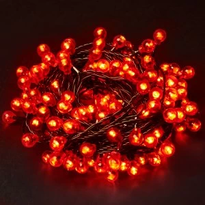 Robert Dyas Christmas 160 Red Berry Static LED Indoor and Outdoor Lights - Mains Powered