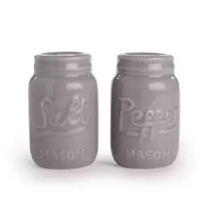 Ceramic Vintage Mason Jar Salt & Pepper Shakers Grey M&amp;W