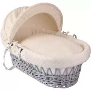 Dimple Grey Wicker Moses Basket - Cream - Cream - Clair De Lune