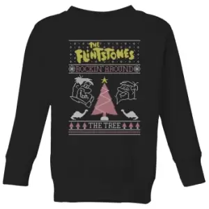 Flintstones Rockin Around The Tree Kids Christmas Jumper - Black - 5-6 Years