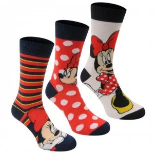 Disney 3 Pack Crew Socks Ladies - Minnie