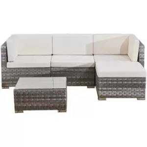 Avril Paris - 4 seats outdoor sofa rattan garden furniture set - Grey - cannes - Grey