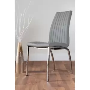 2x Isco Faux Leather Upholstered Grey Chrome Dining Chairs - Elephant Grey