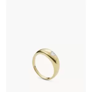 Fossil Womens Sutton Valentine Heart Gold-Tone Stainless Steel Band Ring - Gold