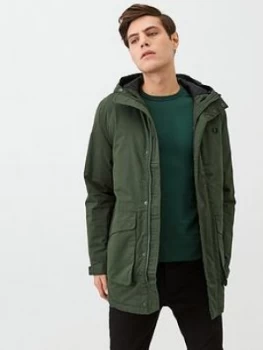 Fred Perry Padded Hooded Jacket - Green, Size XL, Men