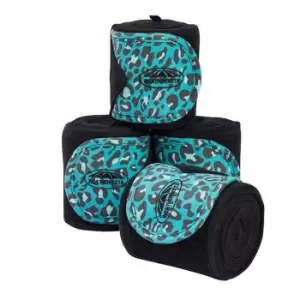 Weatherbeeta Leopard Fleece Bandages 4 Pack - Blue