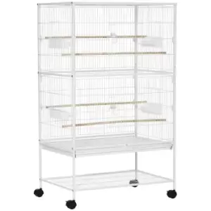 Pawhut Large Bird Cage Budgie Cage For Finch Canaries Parrot With Stand - White