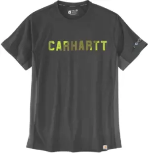 Carhartt Force Flex Block Logo T-Shirt, grey, Size S, grey, Size S