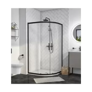 1000 x 900mm Black Offset Quadrant Shower Enclosure - Pavo