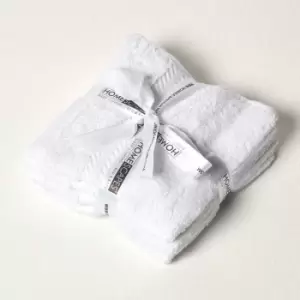HOMESCAPES White 100% Combed Egyptian Cotton Set of 4 Face Cloths 500 GSM - White