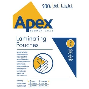 Fellowes Apex A4 Laminating Pouch Light Duty 150 Micron Pack of 500