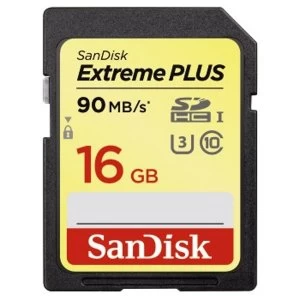 SanDisk SDHC Extreme Plus 16GB, UHS Speed Class 3, UHS-I, 90MB/S Read, 60MB/S Write