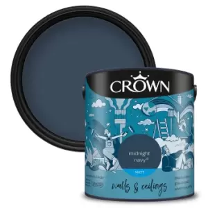 Crown Matt Emulsion Paint Midnight Navy - 2.5 litres