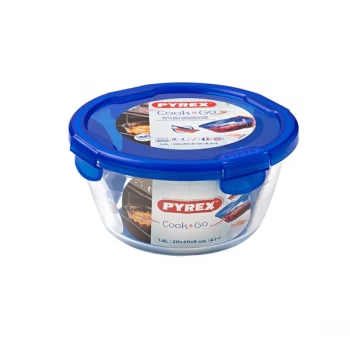 Pyrex Cook & Go Glass Round Dish with Lid 1.6L